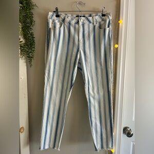 White and Blue Striped Pants